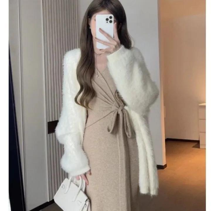 2023 High-End Strickpullover-Kleid-Set für Damen - Herbst/Winter Langer Stil