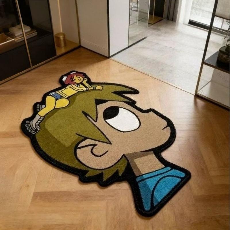 Tapis de Décoration de Chambre à Coucher de Forme Irrégulière Tapis Créatifs Avatar pour Salon Tapis de Sol Doux Lavable Étude Tapis de Chevet Antidérapant 60x80cm