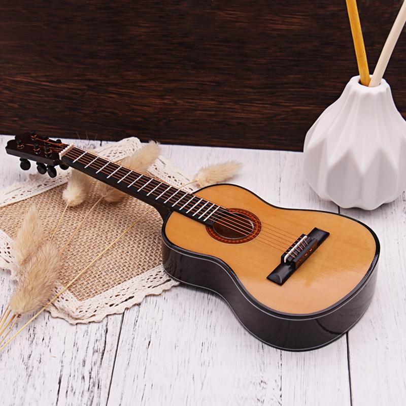 Miniature Guitar with Stand & Storage for Case Replica Ornament Bass Guitar Replica Mini Model Dollhouse Decoration Kid