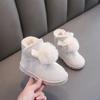 Cute Princess Shoes Girls with Hairball Kids Girl Fur Shoes Warm Baby Girl Boots Ribbons Pompom Winter Short Boots Pupils G06283
