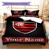 Name Custom CR Flamengo Pattern Bedding Set Quilt Cover Pillowcase Home Decor Gift (1 * Duvet Cover + 2 * Pillowcase, Without Core)