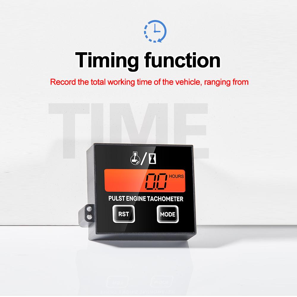 Inductive Tachometer Hour Meter Digital Counter Motorcycle ATV Lawn Mower Engine Gauge LCD RPM Clock Backlight with Clip