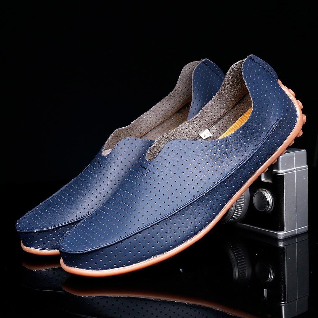 Pánské Boty Ležérní Luxusní Značka Léto Pánské Mokasíny Pravá Kůže Mokasíny Lehké Prodyšné Nazouvací Lodní Boty