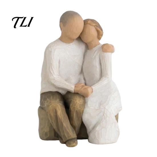 Gift for Valentine Day Wooden Texture Resin Figurine, Hand Carved Mother & Child/Family/Couple/Dog Owner Decorative Statue Office Statue,