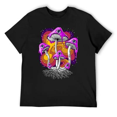 Psychedelic Magic Mushrooms T-Shirt Clothing Aesthetic Clothes Man T-shirt Short Sleeve Tee Heavyweight T Shirts for Men