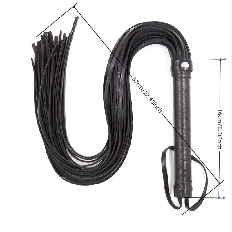 Erotic Black and Red Leather Tassel Whip SM Bondage Couple Toys Sex Supplies