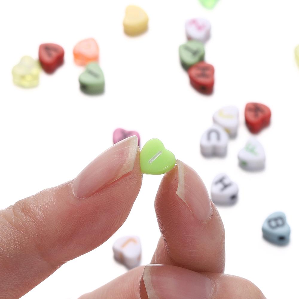 50/100Pcs/Lot Mixed Acrylic 26 Letters Loose Heart Shape Beads For DIY Jewelry Making Bracelet Necklace Keychain Accessories
