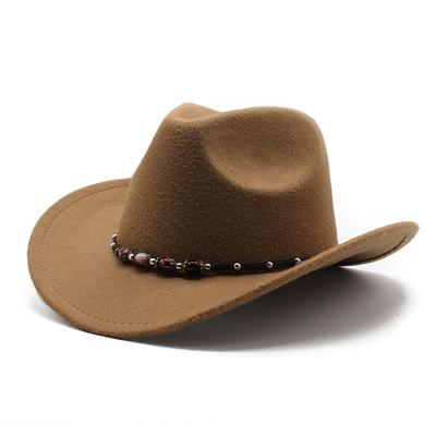 American Western Cowboy Hat Men'S Riding Hat Outdoor Travel Equestrian Hat Bent-Brimmed Wool Top Hat