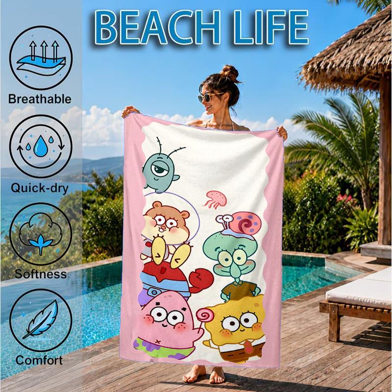 Sponge Expressions Pattern Beach Towel, Microfiber Beach Towel, Perfect For Pool, Beach, Travel, Home Decor Beach Party Fan Gifts