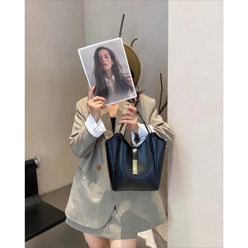 

Сумка-корзина для овощей женская корейская новая мягкая кожаная сумка высокого класса большая вместимость модная сумка-тоут для женщин 20*12*24cm