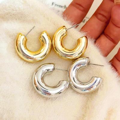 New Trendy Solid C-shaped Stud Earrings Exquisite Women's Geometry Small Earrings Personality European Rock Ear Decor Aretes
