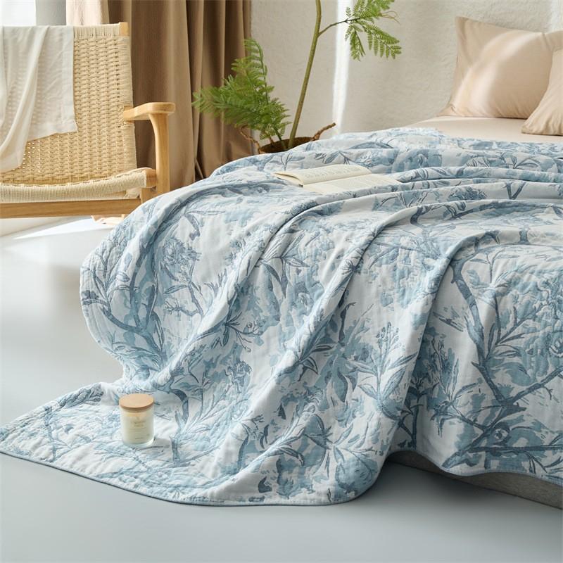 Cotton Blanket 4 Layer Gauze Plaid Bedspread for Double Queen King Bed Towel Quilt Winter Sheet Bed Sofa Cover 200x230cm