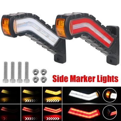 RV Bus Boat Pickup 12V 24V Flowing Water Effect For Truck Trailer Lorry Turn Signal Lamp 2 Pcs LED Side Marker Lights Universal