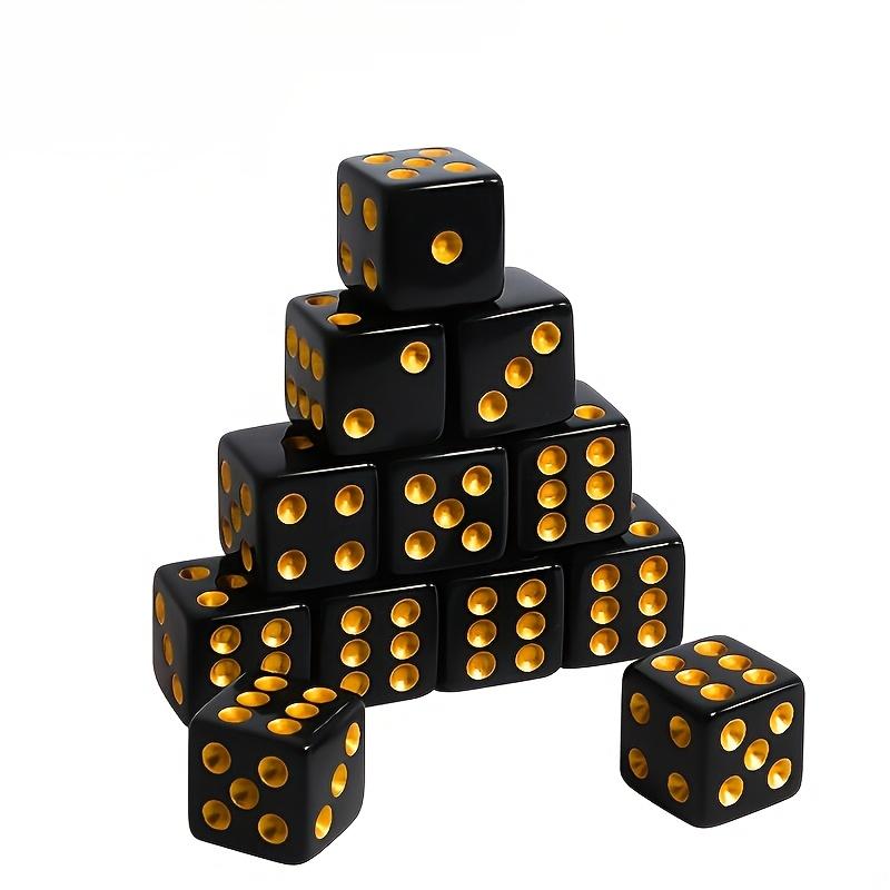6 Black And Golden Dice - Board Game Additions - Family Entertainment - Party Gifts - Gaming Dice - Essential for Tabletop Games