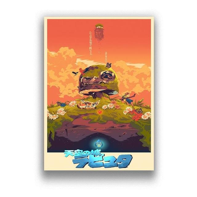 

Porco Rosso Up Castle In The Sky Хаяо Миядзаки Холст Картина Картины на стене Винтаж Плакат Декоративный домашний декор 21cm×30cm NoFrame