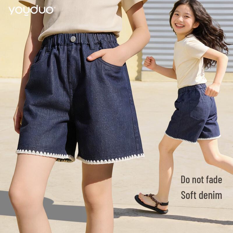DuoMiaowu Girls  Lightweight Denim Summer Shorts 160