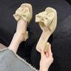 Aphixta 2025 Neue Sommer 4,5cm Quadratabsatz Pantoletten Süße Damenschuhe Schmetterlingsknoten-Design Quadratische Zehenpartie Pantoletten Sandalen Klassische Schuhe