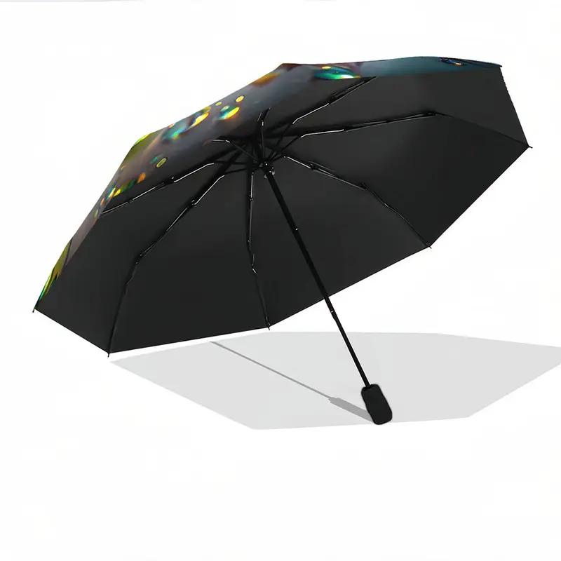 Ombrello Pieghevole Automatico con Design a Foglie d'Acero Colorate, Portatile e Pieghevole, 8 Stecche Robuste, Vivace Motivo a Foglie d'Autunno, fo