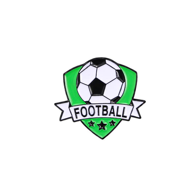 Green Football Pose Brooch - Cartoon World Cup Souvenir Metal Badge