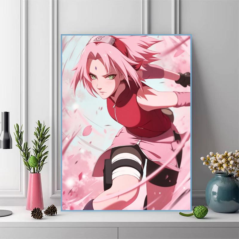 Sakura Haruno cartoon Pattern  3pcs 100% Round Full Drill 5D DIY Diamond Painting Embroidery Cross Stitch Rhinestone Décor