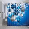 Christmas Shower Curtain With Blue And Silver Gray Xmas Balls Starswinter Holiday Happy New Year Dream Polyester Fabric Bathroom