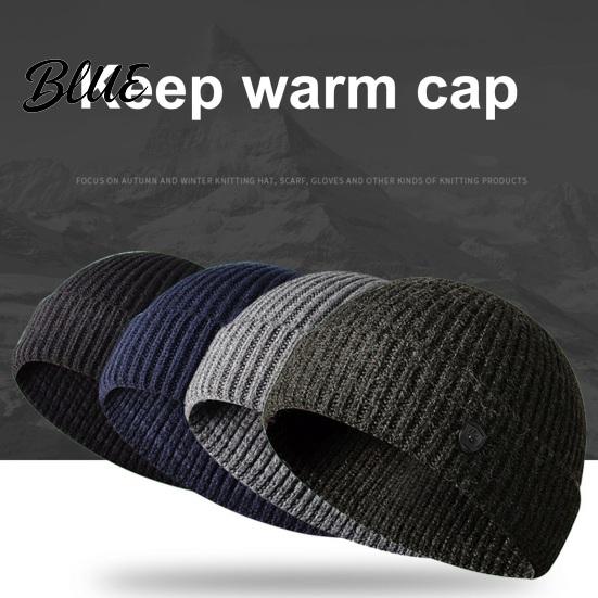 Winter Beanie Hat Beanies Outdoor Women Solid Knitted Men Autumn Warm Color Ribbed Windproof Thick