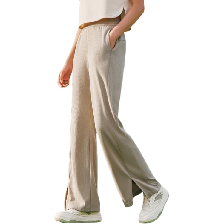 Anta Comfortable Versatile High-Waisted Solid Color Simple Straight Casual Pants Women Bottoms Green 162527308-2