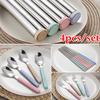 Creative 304 Stainless Steel Tableware Set with Wheat Straw Travel Dinnerware Portable Cutlery