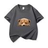 Kids Cotton T Shirt Cute Peeking Bear Cub Print Crew Neck Short Sleeve Tee Casual Breathable Boys Girls Summer Tops