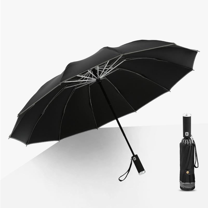 Fully Automatic Waterproof Sun Protection Umbrella with LED Flashlight UV Sunshade Rainproof Wind Resistance Folding Design
