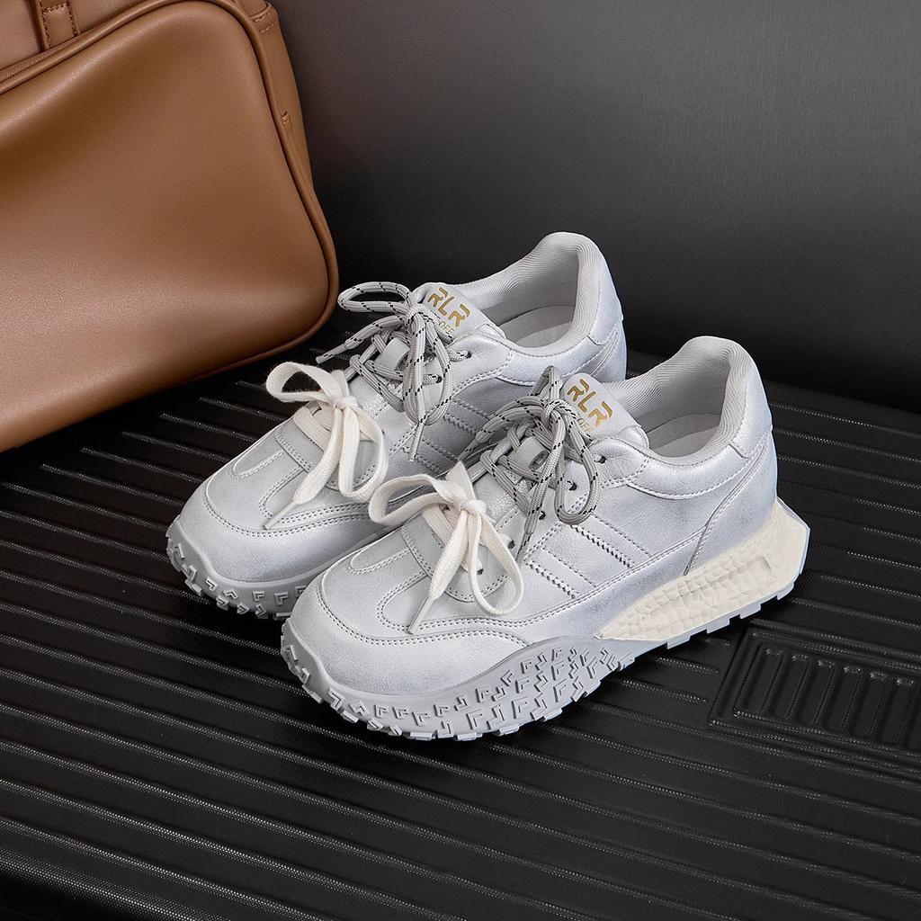 Platform-soled German Training Shoes Women's Spring 2025 New Versatile Retro Sports and Leisure Shoes Design Sense Polished White Shoes