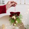 Creative Christmas Bell Pendant 3D Velvet Bow Xmas Tree Pendant Crisp Sound with String Christmas Hanging Decorations