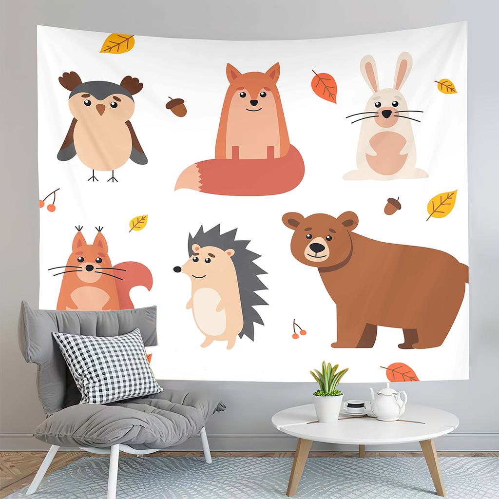 Cartoon Farm Animals Tapestry Cute Cow Turkey Tapestry Gifts for Kids Girls Boys Bedroom Dorm Wall Hanging Decor Tapestries