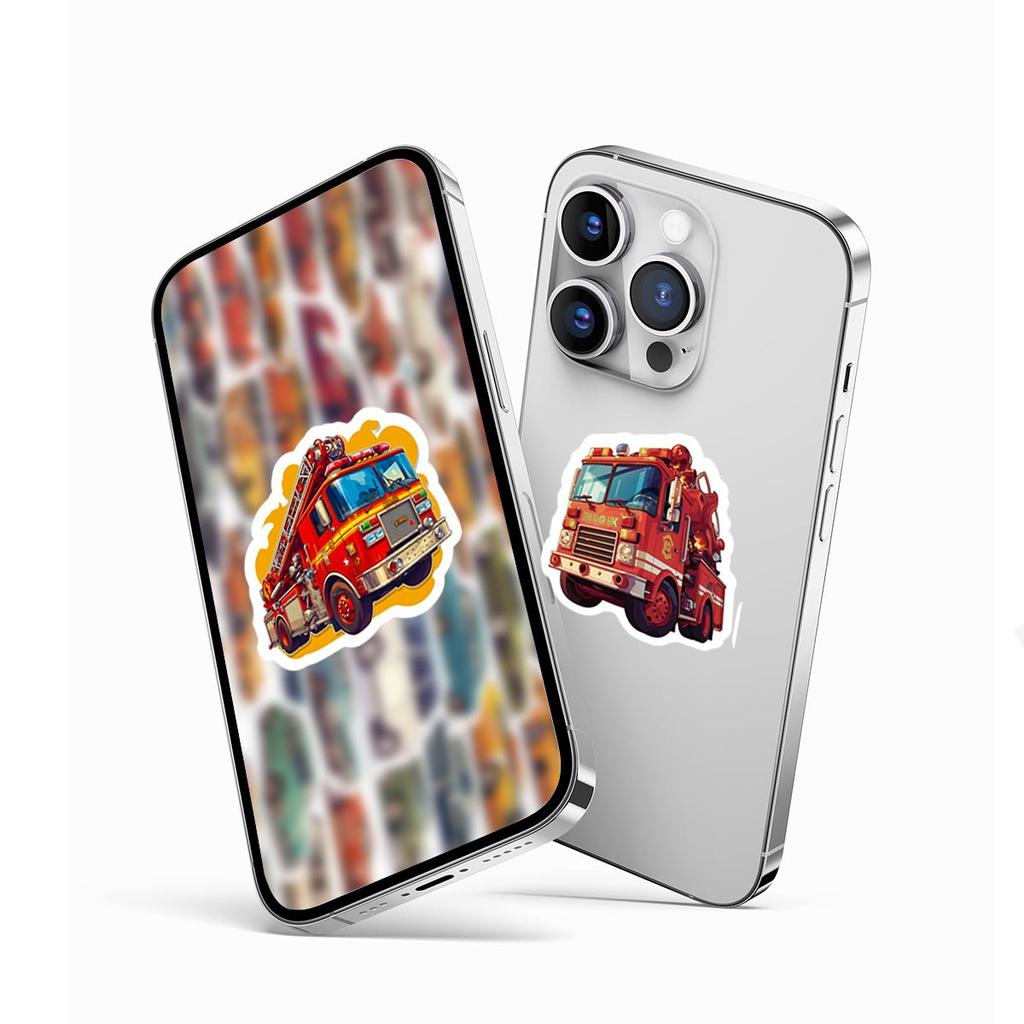 50 Kinder Feuerwehrauto Aufkleber Pack DIY Feuerlöschaufkleber Aufkleber Koffer Handyaufkleber