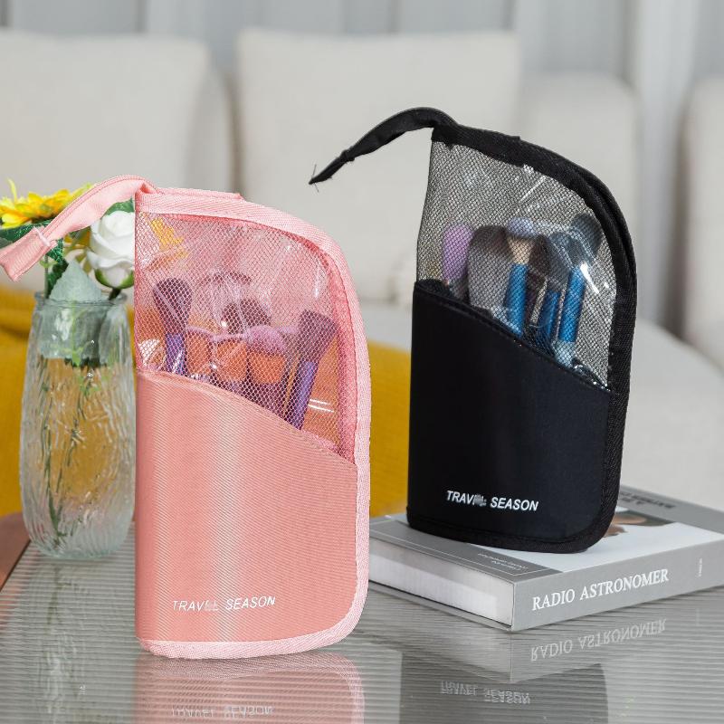 Transparent Zippered Makeup Bag Large Capacity Travel Cosmetic Storage Pouch for Women