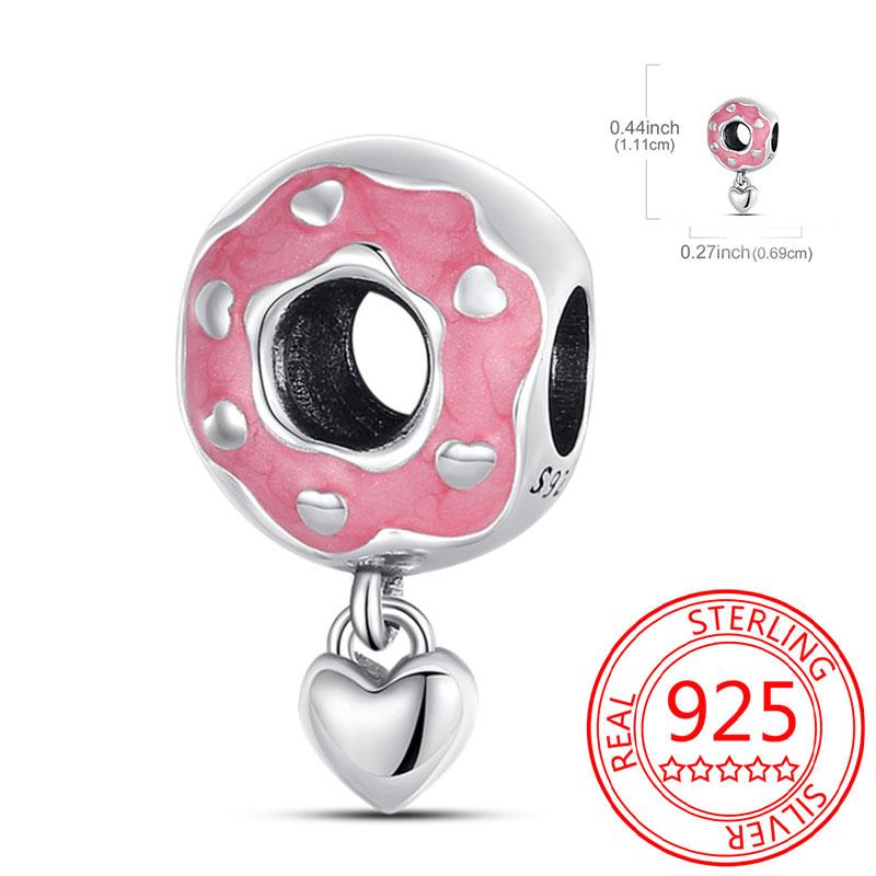 Delicious Food Copper Doughnut Cake Dessert Fruit Fine Wine Bead Pendant Fit Bracelet Necklac Boutique Jewelry Gift