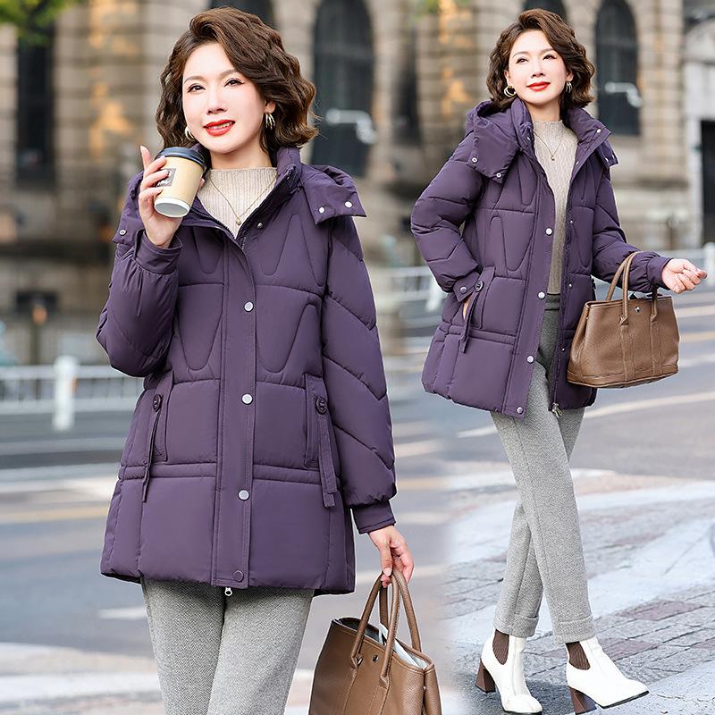 In the Elderly Women's Winter Clothing New Thickened Down Cotton Clothing Fashion Mother Medium and Long Warm Jacket Jacket Jacket