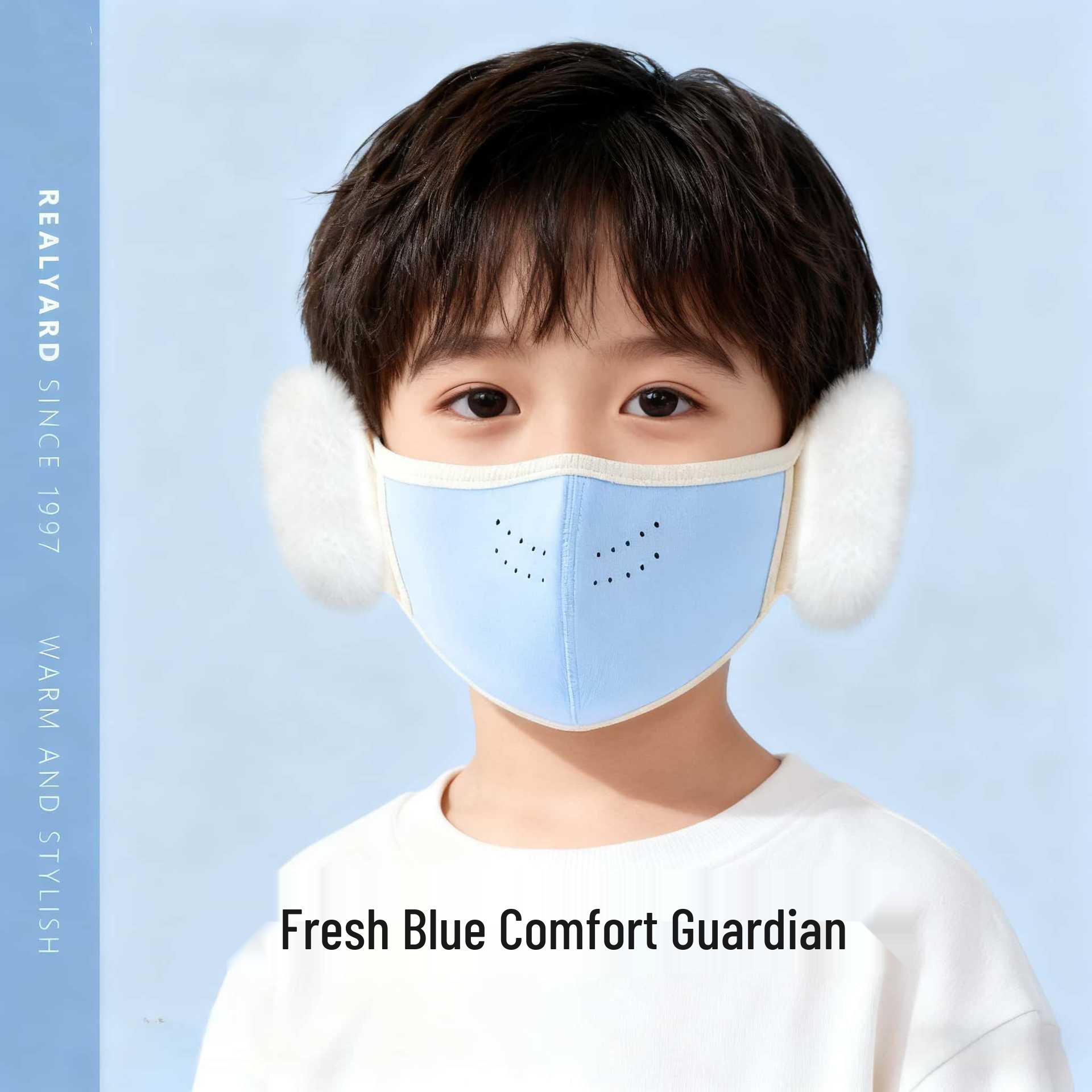 

Upgraded Winter Children’s Plush Face Mask with Ear Muffs - Fleece-Lined, Thick, Dustproof, Coldproof Ear Protection for Boys and Girls