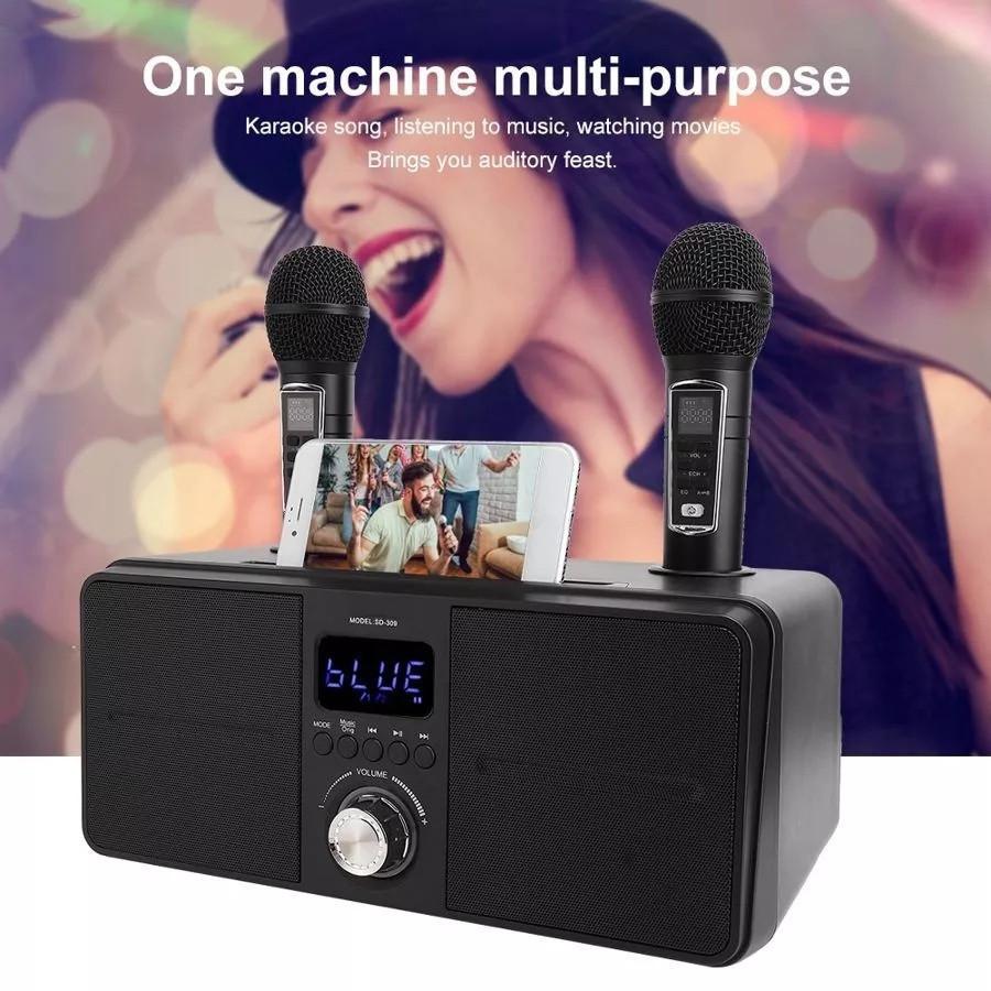 30W Wireless Bluetooth Dual Microphone Karaoke Portable 3D Stereo Speaker TV Family KTV Dedicated Configuration Set