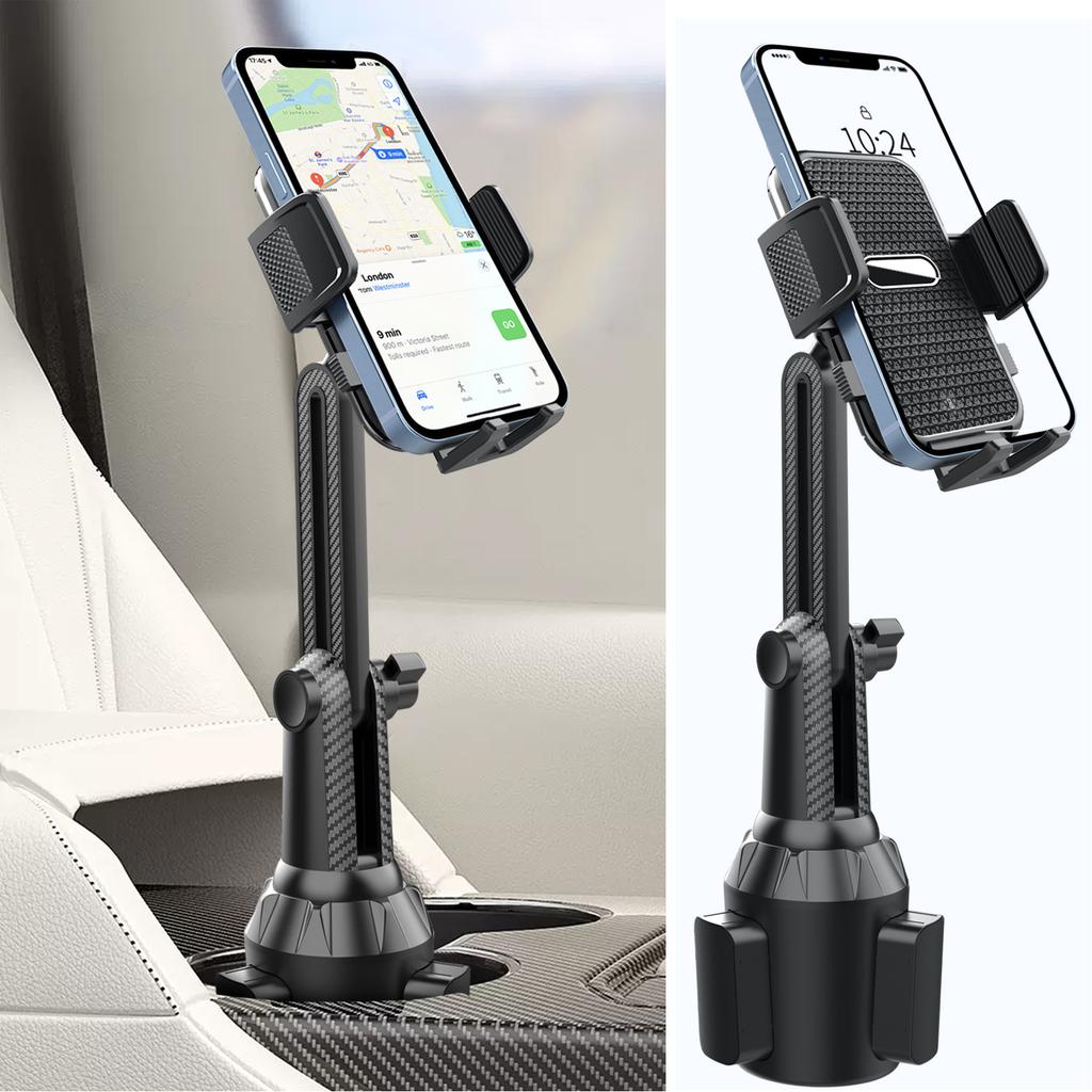 Auto-Wasserbecherhalter mit Handyhalterung, faltbar und rutschfest, mit Befestigungsmöglichkeit für Handy im Auto.
