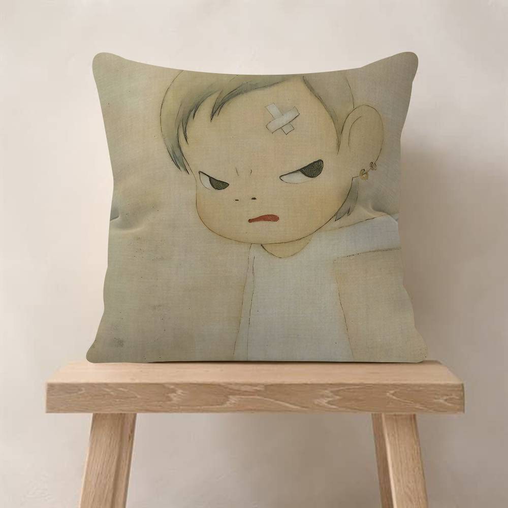 YYoshitomo Nara DDoll Cushion Cover Car Throw Pillow Case For Sofa Car Christmas Gift 40x40cm 45x45cm