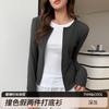 5 Zipper Fake Two-piece Top Women's Inner Slim-fit Shirt Striped Niche Design Autumn and Winter Long-sleeved Bottoming Shirt