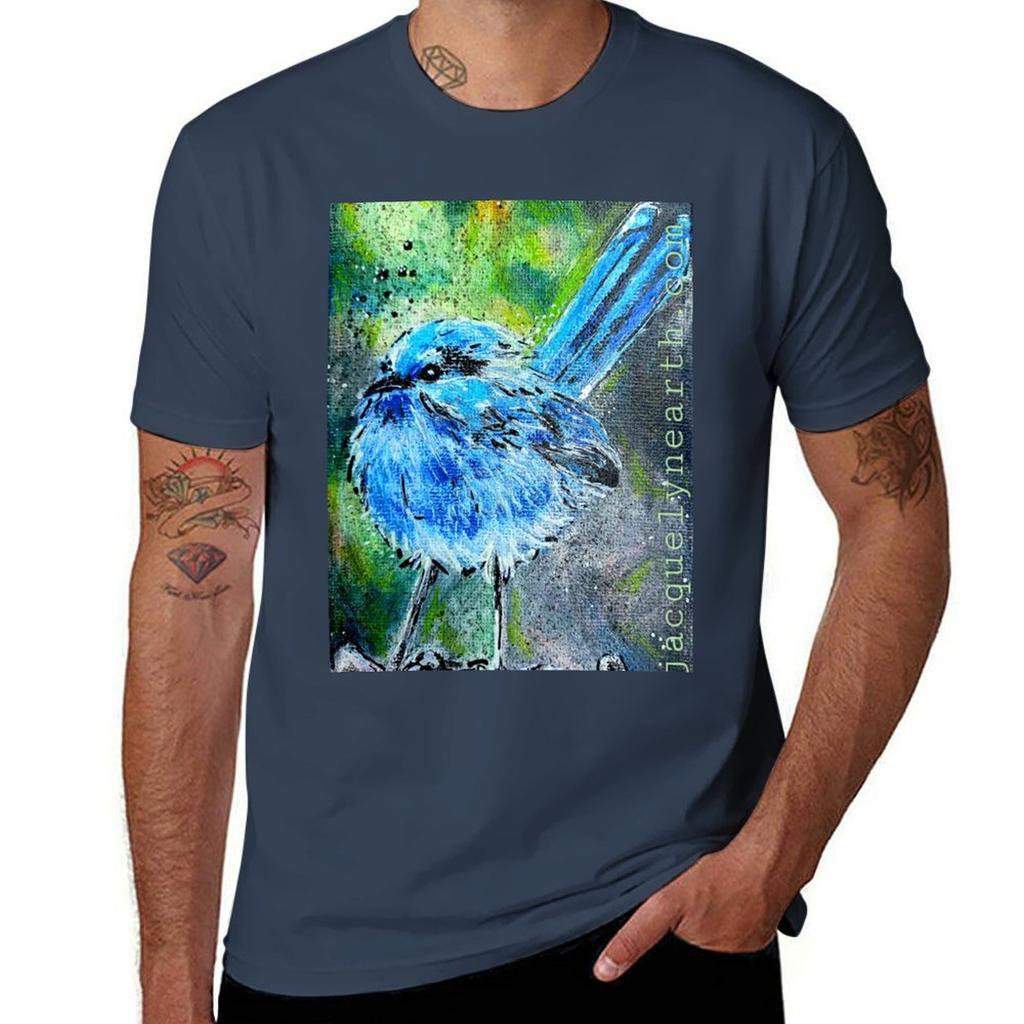 Baby Blue Fairy Wren TShirt Man T Shirts for Men Casual Cotton T Shirts Man 100 TShirt
