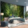 Aesthetic Large Tropical Forest Wall Mural Tapestry Jungle Woodland Green Landscape Art Room Decoration Backdrop Hanging Print
