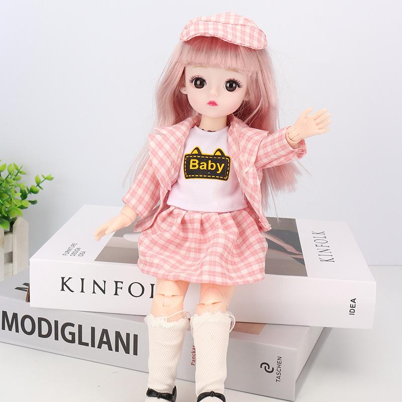 Mini muñeca articulada móvil de 30CM para niñas, juguete 3D con ojos grandes, trajes completos de princesa, colección de vestidos, regalo para niños