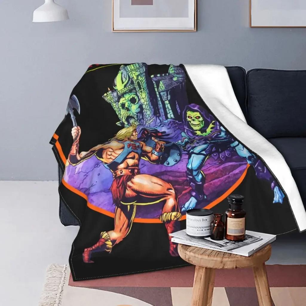 Coperte He-Man Skeletor Morbide Comode Flanella Invernale Masters Of The Universe Plaid per Divano Viaggio Camera da Letto