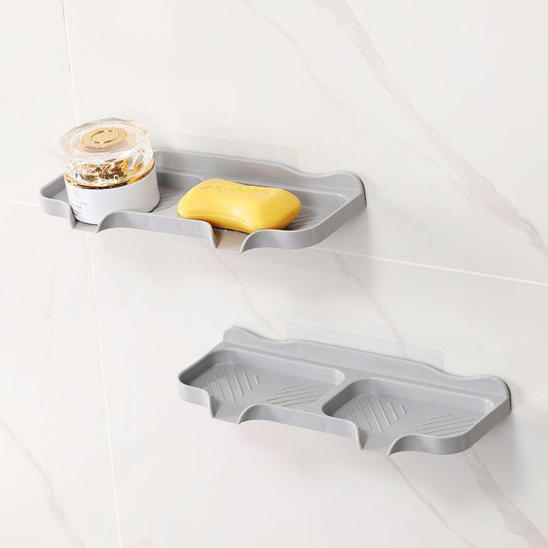 Wall-Mounted Double Soap Dish: Creative Punch-Free Storage Rack with Draining Feature for Bathroom and Toilet