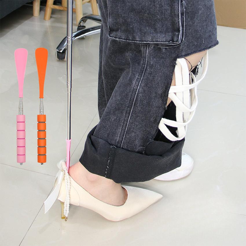 Stainless Steel Telescopic Shoe Puller Travel Adjustable Lengthened Handle Shoehorn