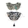 Modischer Abnehmbarer Falscher Kragen Besticktes Halsaccessoire Vintage Perlenkette Quasten Schwarz Schal Capelet für Kleid