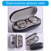 Double Layered Eyeglass and Contact Lens Case MultiFunctional Travel Eyewear Holder with Soft Protective Lining Tools